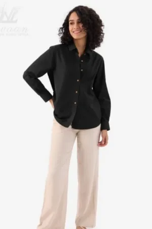 Cotton Linen Black Shirt for Women Online